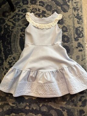 Janie and Jack Petite Pale Blue Lace-Collar Dress